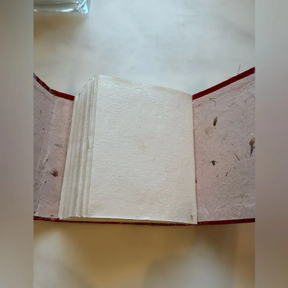 Red Floral Notepad Journal with Handmade Paper